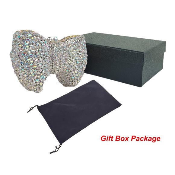 Bowknot Luxury Crystal Clutch Glitter Rhinestone Evening Bag Party V >:) - Picture 6 of 6